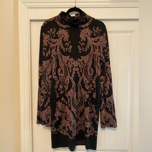Free People Black and Pink Paisley Tunic